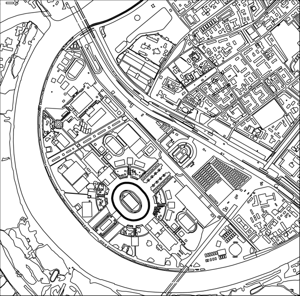 Jedna mapa iz bojanke „City Maps: A coloring book for adults“