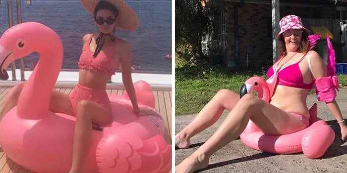 Žena imitira slike sa Instagrama poznatih