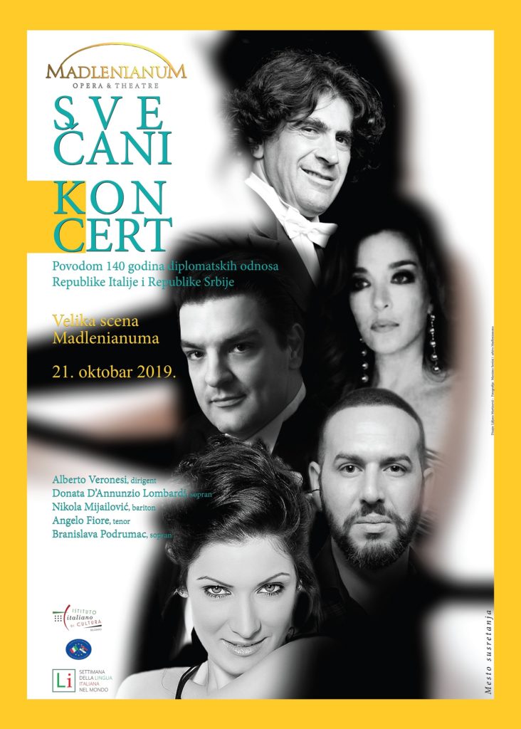 Svečani koncert posvećen najlepšim italijanskim numerama 21. oktobra u Operi i teatru Madlenianum