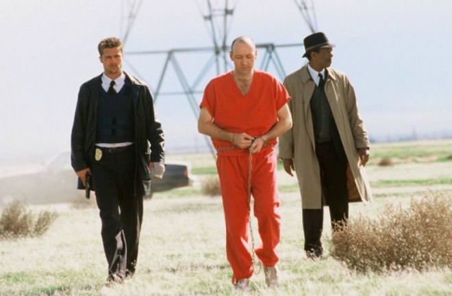 Brad Pitt, Kevin Spacey i Morgan Freeman u filmu „Se7en“