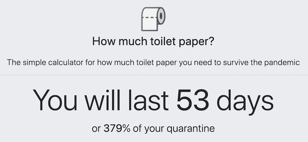 Ova veb aplikacija izračunava koliko dugo će da vam traju zalihe toalet papira u karantinu