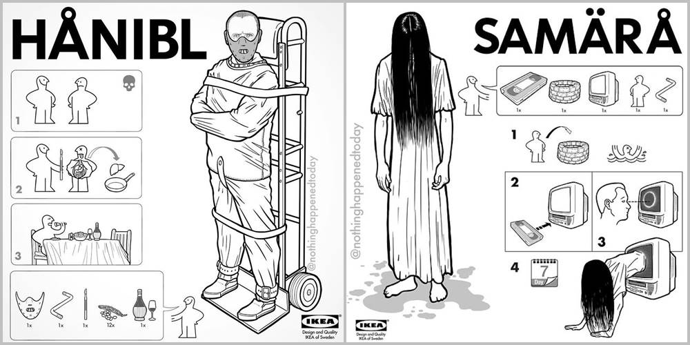 Ilustrator je napravio instrukcije u IKEA stilu za pravljenje likova iz horor filmova