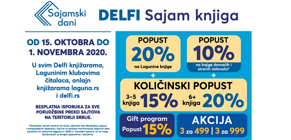 Laguna i Delfi sajam knjiga od 15. oktobra do 1. novembra
