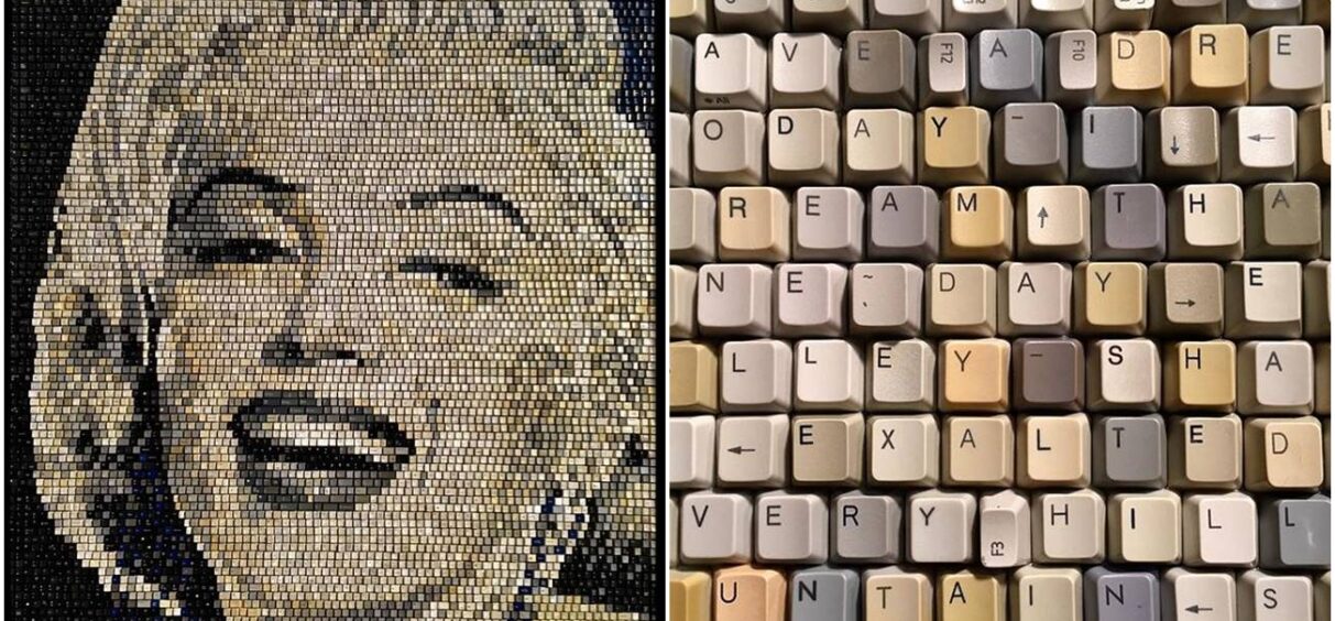 Portreti poznatih ličnosti napravljeni od dugmića starih tastatura