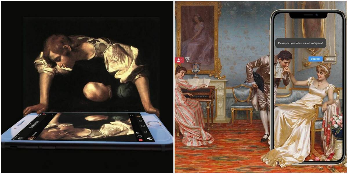 Umetnik koristi stare slike da kritikuje našu opsednutost društvenim mrežama i mobilnim telefonima