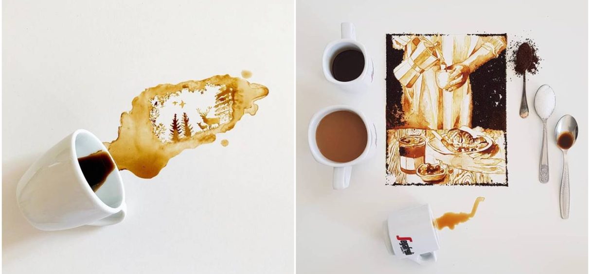 Italijanska umetnica od prosute kafe pravi umetnička dela