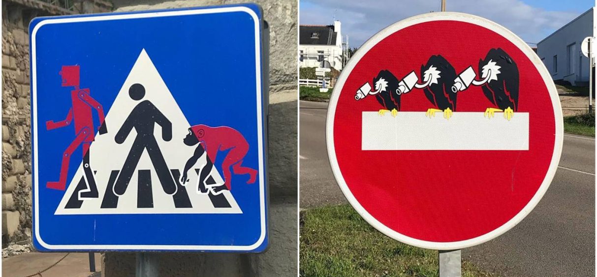Umetnik na zabavan način modifikuje saobraćajne znakove