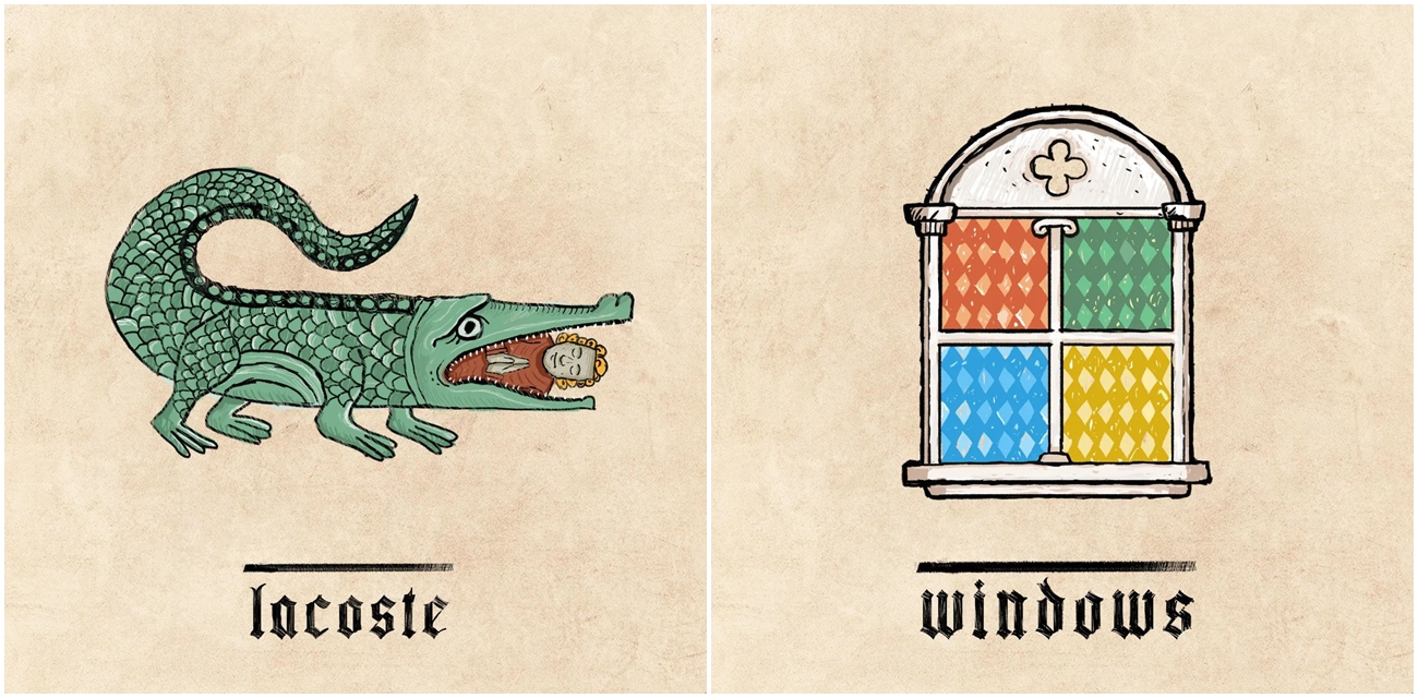 Zabavni logotipi poznatih brendova u srednjovekovnom stilu