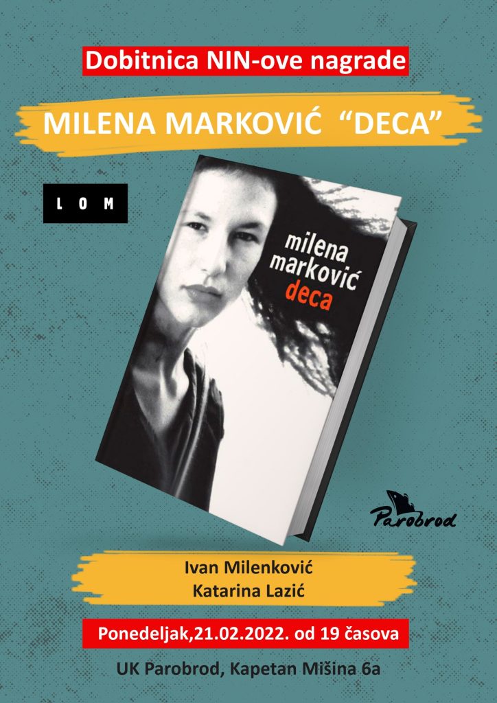 Dobitnica NIN-ove nagrade - Milena Marković u Parobrodu