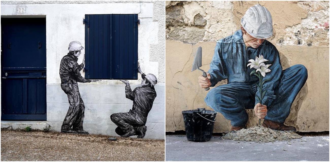 Zabavna dela ulične umetnosti koja krase fasade Pariza