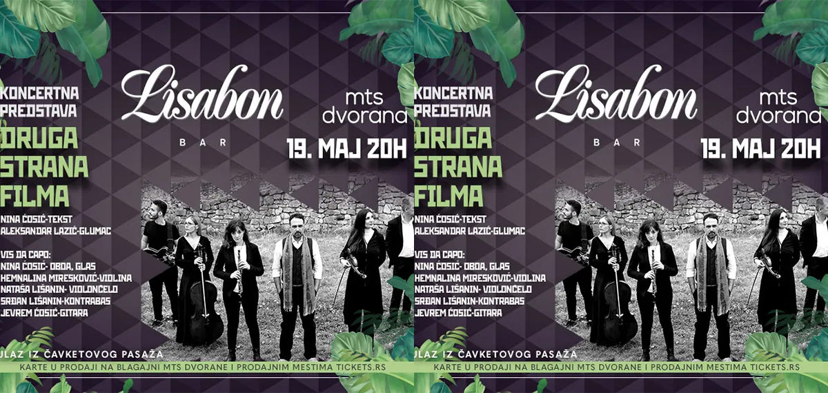Koncert za kvintet i glumca „Druga strana filma” u klubu Lisabon