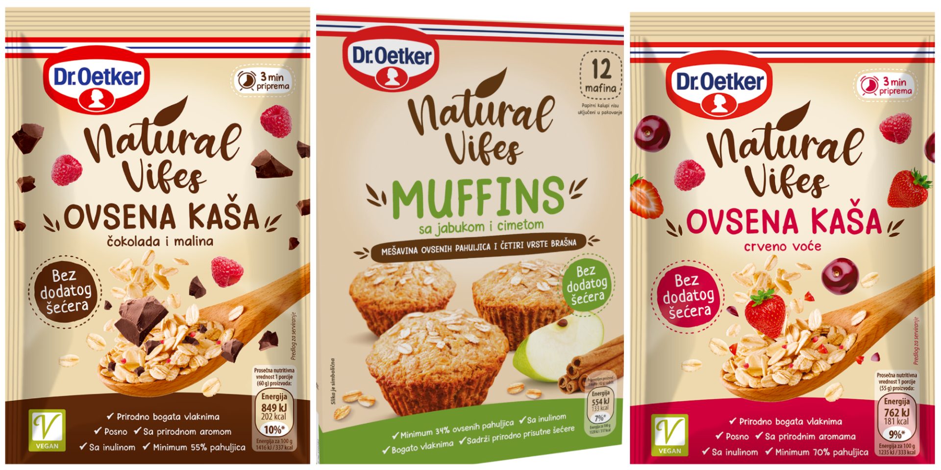 Natural Vibes je nova Dr. Oetker linija proizvoda bez dodatog šećera