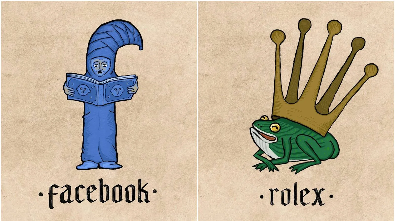 Zabavne ilustracije logotipa u srednjovekovnom stilu