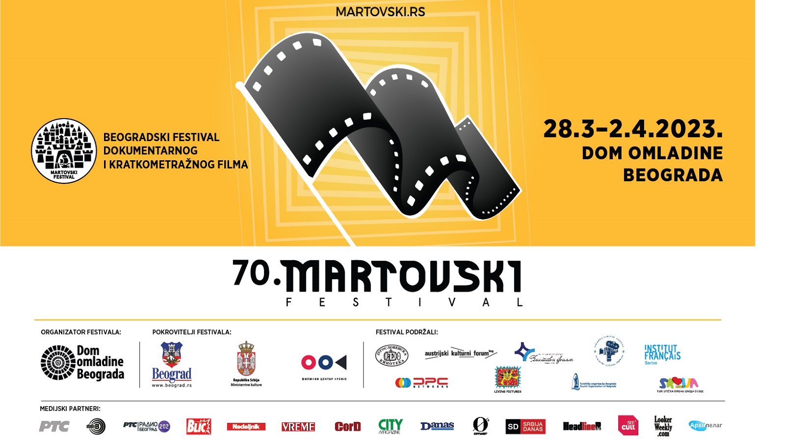 70. Martovski festival od 28. marta do 2. aprila u Domu omladine Beograda