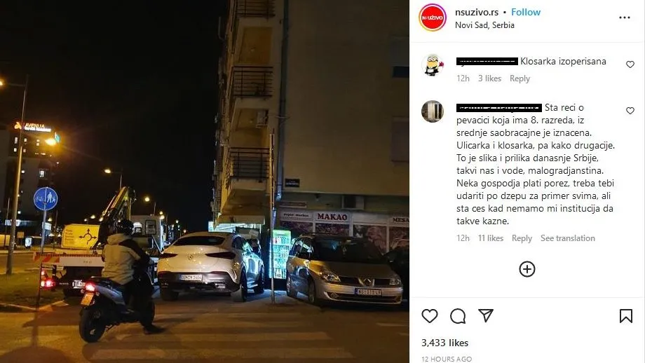 Novosađani su besni i tragaju za bahatom vlasnicom auta: "Vređala je, pretila i na kraju je mercedes spušten sa pauka"