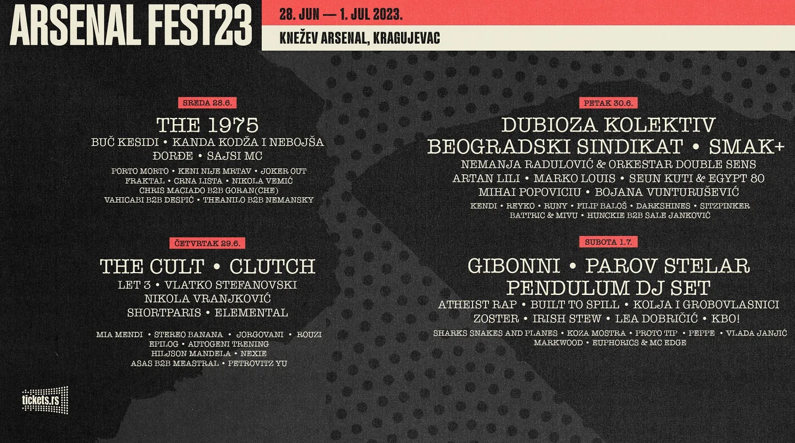 Poznat kompletan program Arsenal festa 2023, stižu Smak plus, Beogradski sindikat, Buč Kesidi, Shortparis...