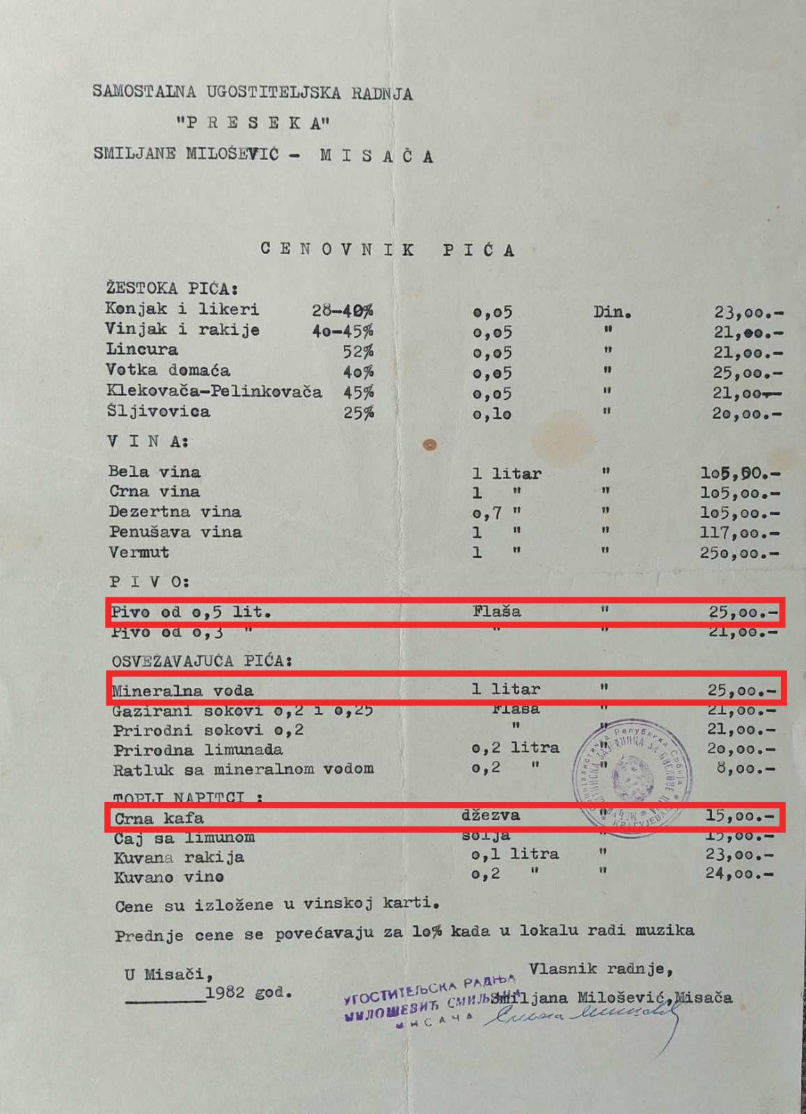 Našli smo meni iz 1982. i videli koliko su koštali kafa, pivo i kisela: Evo šta računica kaže o zlatnom dobu Jugoslavije