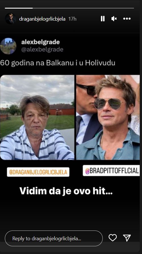 Dragan Bjelogrlić šmekerski reagovao na upoređivanje njega i Breda Pita