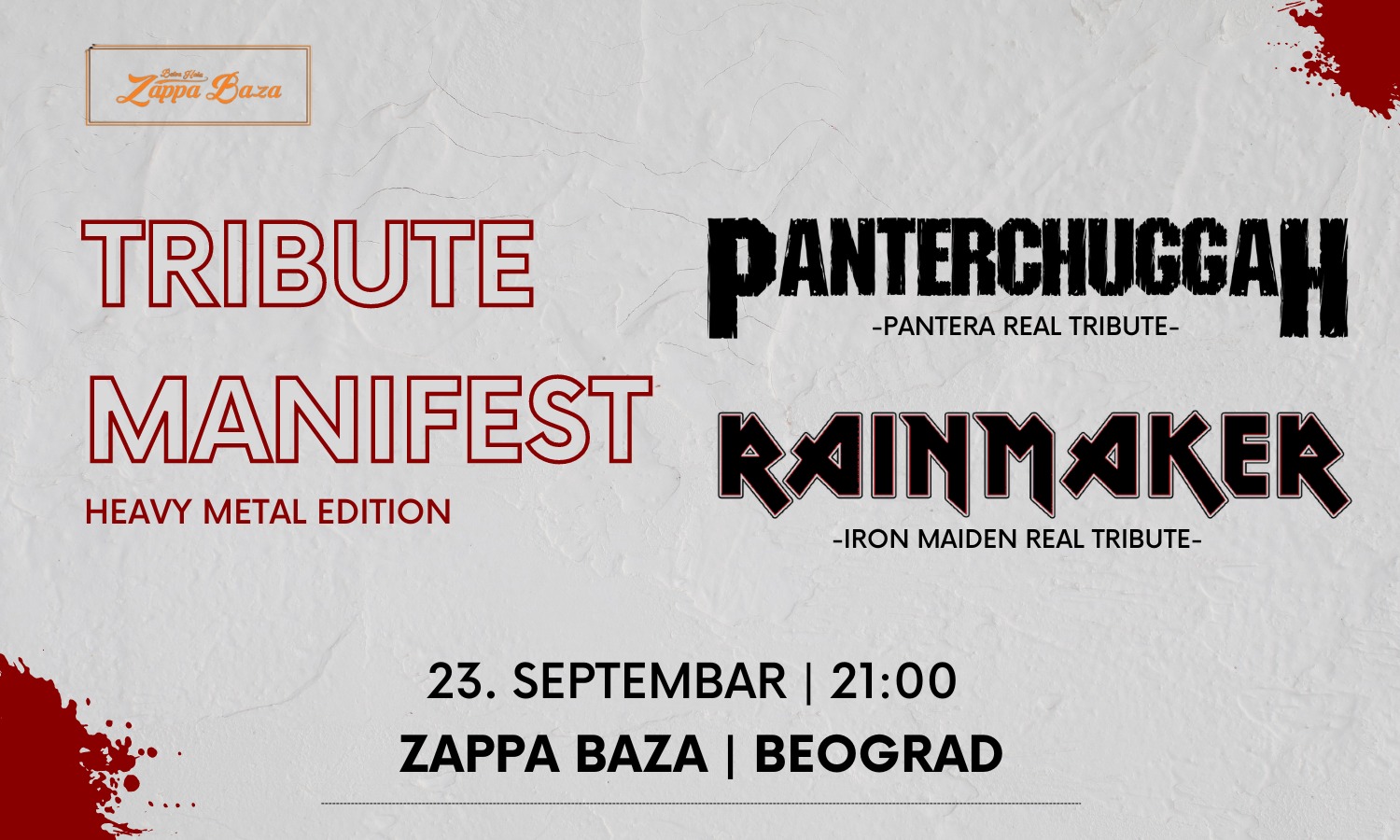 Pantera and Iron Maiden Tribute Manifest u Zappa Bazi