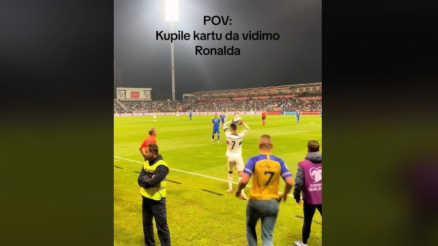 Navijač Bosne probao da napravi selfi sa Ronaldom za vreme utakmice: Imao je četiri čoveka na leđima dok je jurio fudbalera