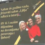 Osvanuo neobičan bilbord u centru Pančeva: Frizerka Ljilja nakon 46 godina otišla u penziju u velikom stilu