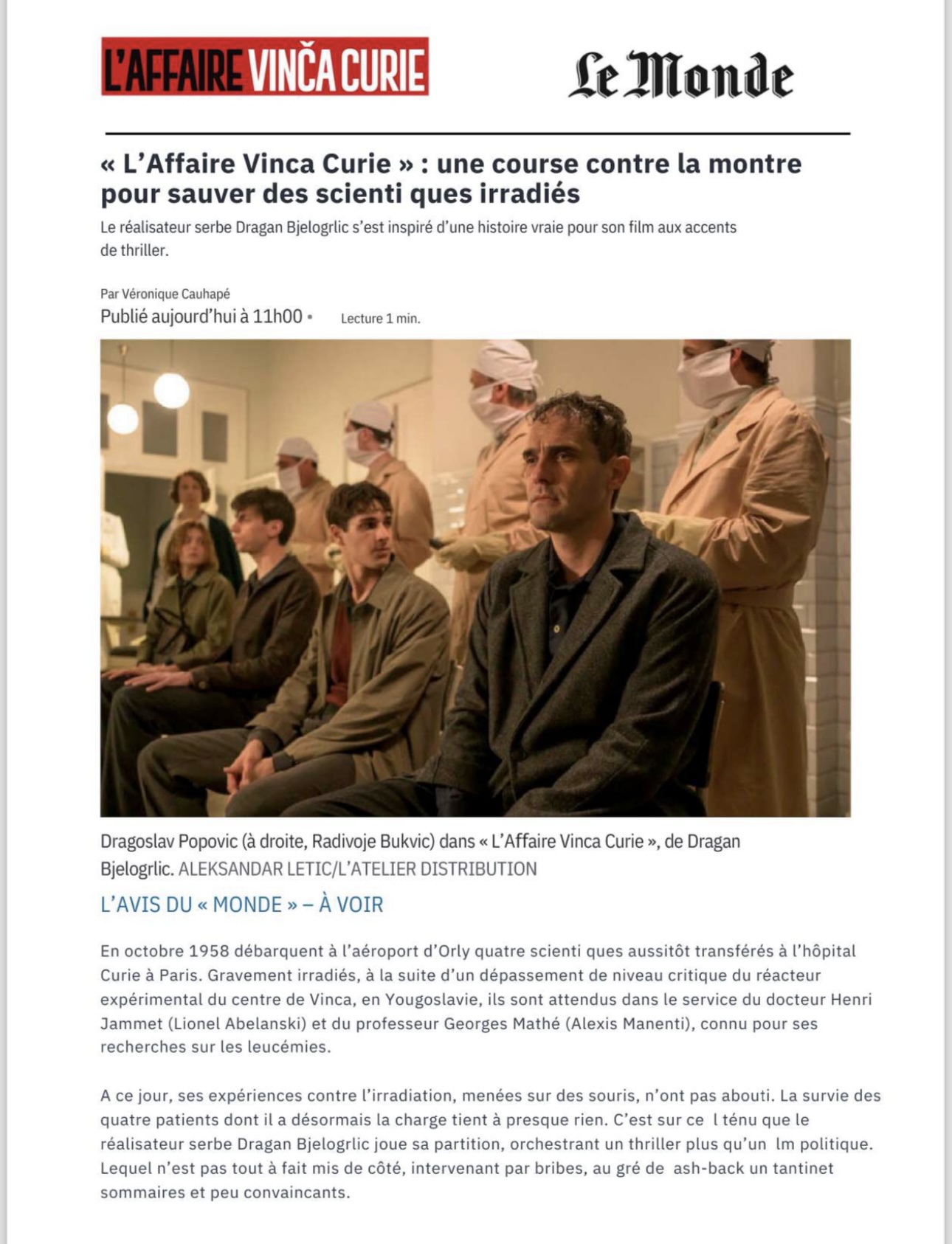 Film Dragana Bjelogrlića potpuno osvojio publiku u Francuskoj:Najveći francuski mediji bruje o “Čuvarima formule”