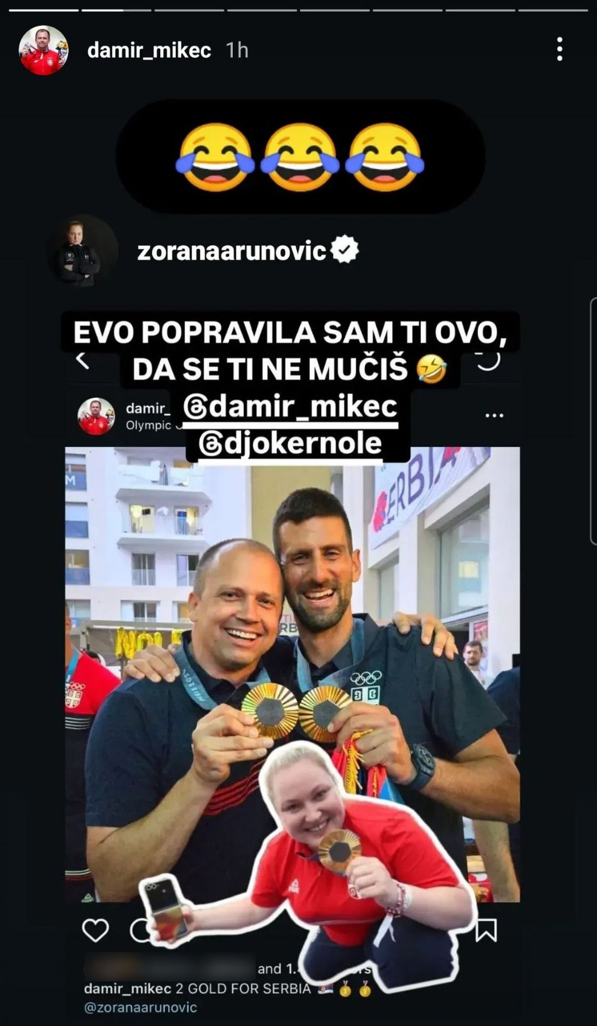 Mikec i Đoković su se slikali u Olimpijskom selu, ali su svi odlepili kad su videli reakciju Zorane Arunović: "Evo, popravila sam ti ovo"