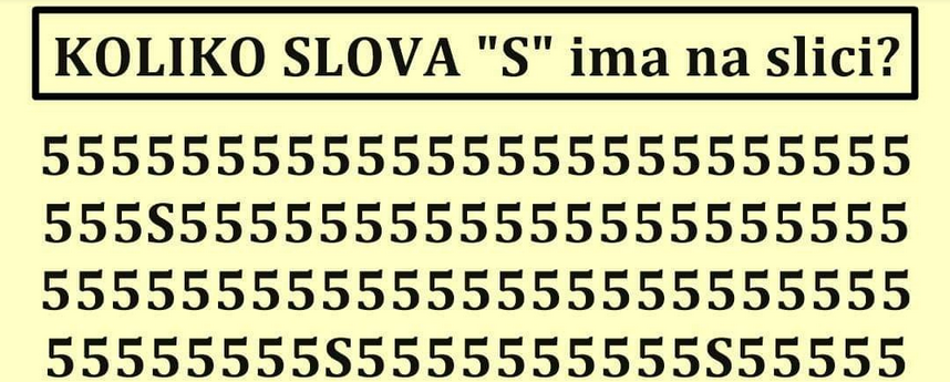 Proverite svoj IQ - izgleda lako, ali nije: Koliko slova S vidite na ilustraciji?