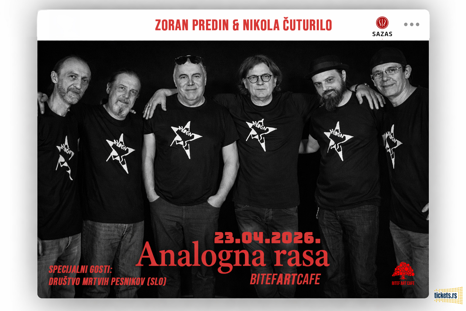 Zoran Predin i Nikola Čuturilo sa Analognom rasom u aprilu u BitefArtCafe-u